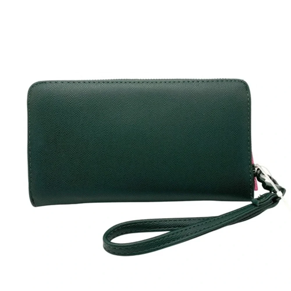Betsey‎ Johnson XOZIPPP Zip Around Wristlet Wallet Clutch Green Faux Leather NWT